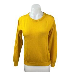 Park Avenue Women's Yellow Cashmere-Like Long Sleeve Knit Sweater Top Size 12